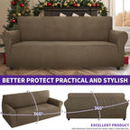 ZNSAYOTX Super Stretch Couch Cover (72"-92") Universal Sofa Covers with Elastic Bottom, Dog Cat Pets Friendly Washable Furniture Protector Fitted Sofa Slipcovers Stay in Place (Brown, Sofa)