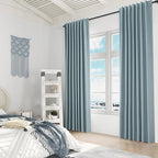 Guken Blue 100% Blackout Linen Curtains 108 Inch Length 2 Panels Set for Living Room Bedroom Back Tab Thermal Insulated Black Out Drapes Room Darkening Farmhouse Style for Bedroom Window Curtains