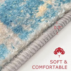 KOZYFLY Small Area Rug 2x3 Rug Entryway Rugs Indoor Non-Slip Modern Abstract Machine Washable Rug, Kitchen Mats for Floor Front Door Rug Low Pile Small Carpet Floor Mats, Turquoise/Beige/Grey/Yellow