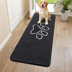 Smiry Dog Door Mat for Muddy Paws, Absorbent Dirt Trapper Non Slip Quick Dry Washable Chenille Mat for Mud Dogs, Entry Rug for Indoor and Outdoor (59x20 Inches, Black and White)