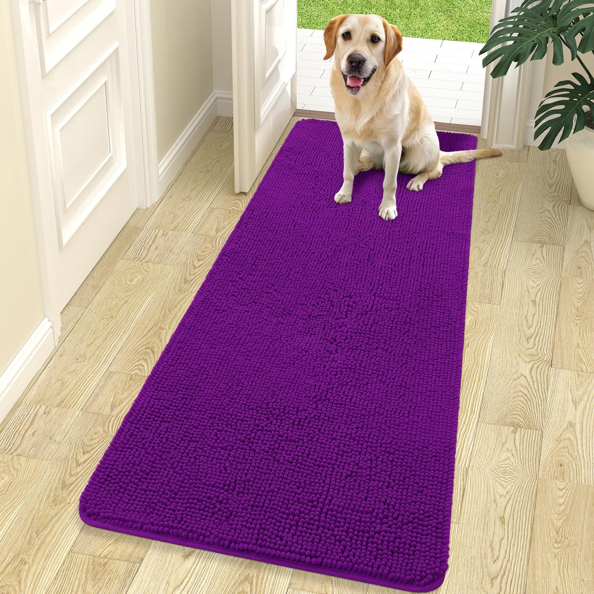 OLANLY Dog Door Mat for Muddy Paws 70x24, Super Absorbent Chenille Mud Mat