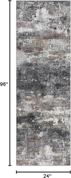 BEIMO Runner Rug for Hallway Kitchen 2x8 Machine Washable Runners Rug for Entryway, Dark Gray Soft Modern Abstract Throw Rugs, Floor Carpet with Non Slip Rubber Backing