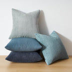 Topfinel BlueGray Throw Pillow Covers 24x24 Inch Set of 4,Soft Accent Corduroy Decorative Cushion Cover,Square Modern Pillow Case for Beach,Patio,Balcony,Living Room,Summer Gradient Shams Home Decor