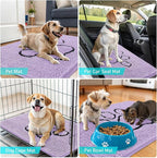 OLANLY Dog Door Mat for Muddy Paws 30x20, Paw Print Design, Absorbs Moisture and Dirt, Absorbent Non-Slip Washable Doormat, Quick Dry Chenille Mud Mat for Dogs, Entry Indoor Entryway Carpet, Lavender