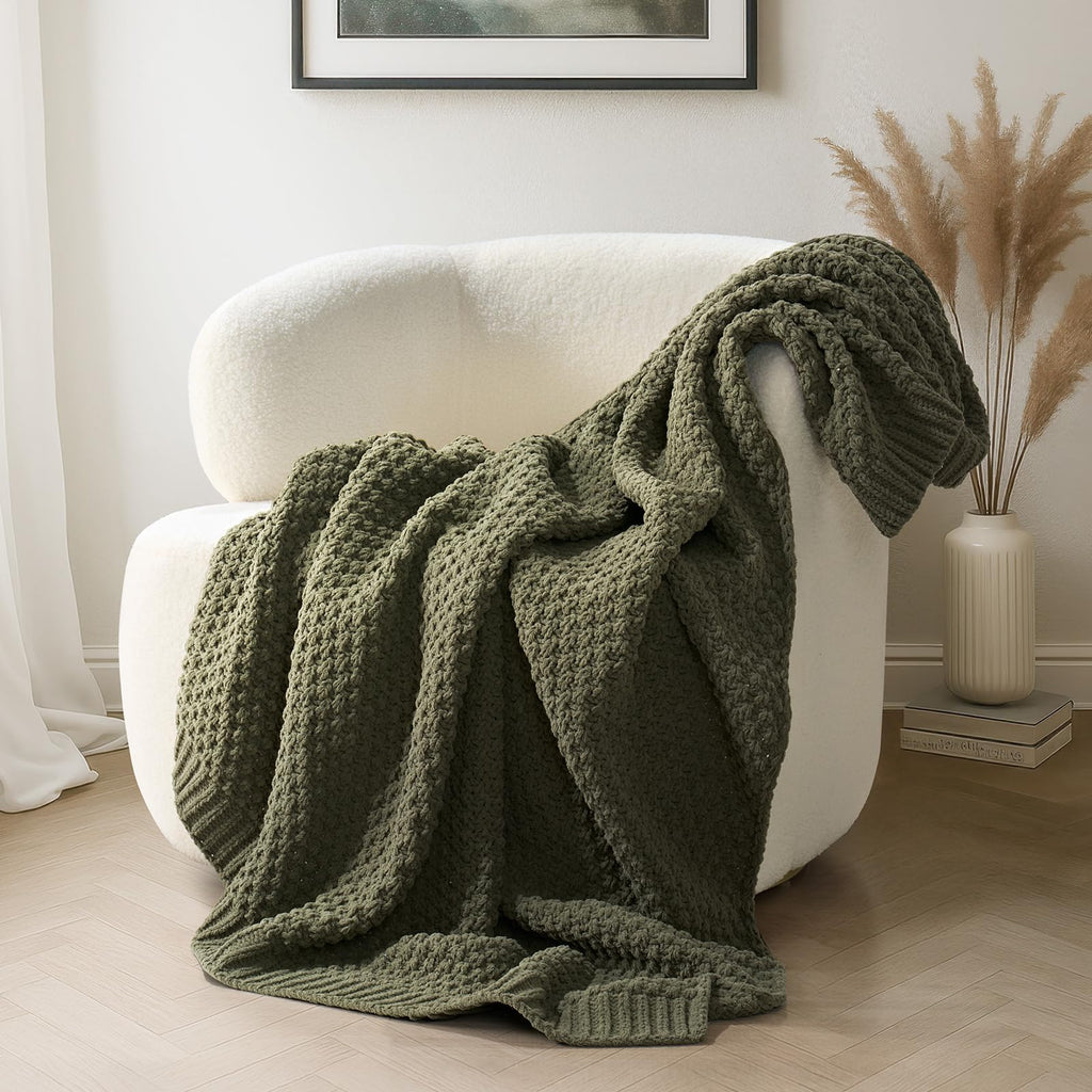 EVERGRACEHOME Chunky Chenille Knit Throw Blanket, 60 x 80, Terracotta Clay