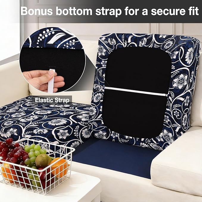 hyha 4Pcs Patio Cushion Covers, Stretch Outdoor Couch Cushion Covers Replacement, Washable Outdoor Chair/Sofa Slipcovers for Patio Furniture Cushions Protector with Elastic Bottom(Baroque,Cover Only)