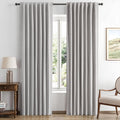 MIULEE 100% Blackout Linen Curtains 42 x 63 Inch Greyish White 2 Panels