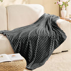 BEDELITE Fleece Blanket Twin Size – 3D Ribbed Jacquard Soft and Warm Decorative Fuzzy Blankets – Cozy, Fluffy, Plush Lightweight Throw Blankets for Couch, Bed, Sofa(Charcoal Grey, 60x80 inches)