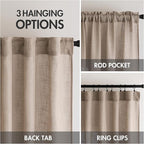 MIULEE Taupe Linen Curtains 96 Inch Long for Bedroom Living Room, Soft Thick Linen Textured Window Drapes Semi Sheer Light Filtering Back Tab Rod Pocket Burlap Look Farmhouse Country Decor, 2 Panels