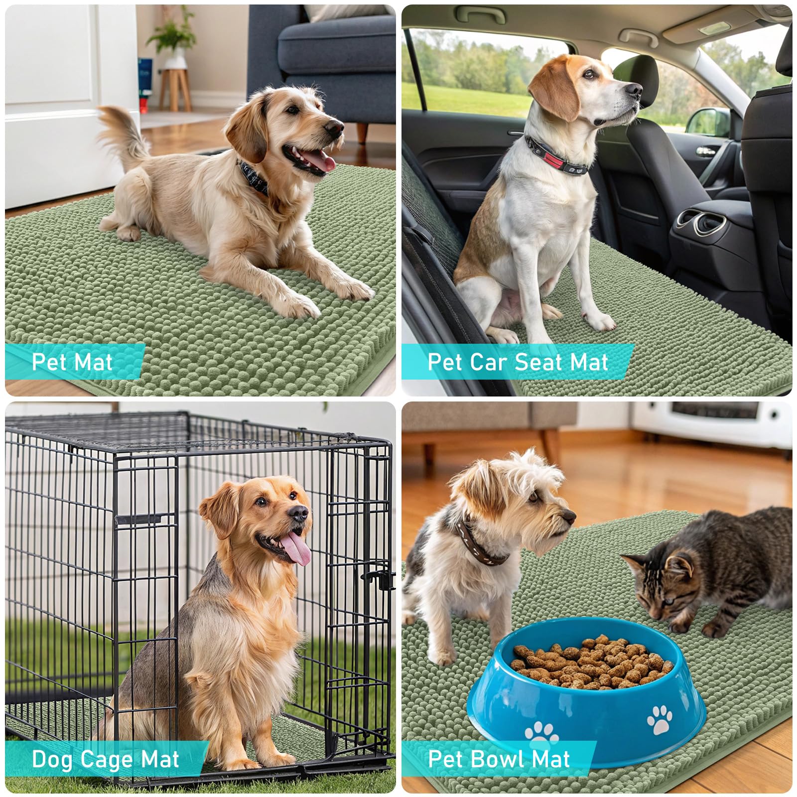 OLANLY Dog Door Mat for Muddy Paws 59x24, Super Absorbent Chenille Mud Mat