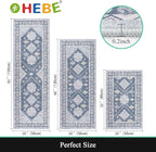 HEBE Boho Kitchen Rug Sets 3 Piece with Runner Non Slip Kitchen Rugs and Mats Washable Kitchen Mats for Floor Thick Kitchen Floor Mat Carpet Runner Rugs for Hallway Laundry Holiday Decor