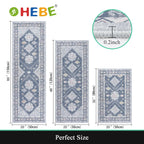 HEBE Boho Kitchen Rugs Set of 3, Non Slip Washable Kitchen Mats for Floor