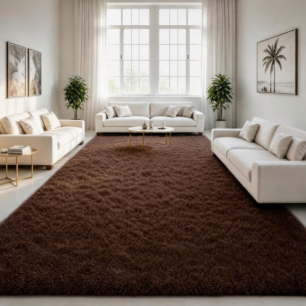 LOCHAS Area Rugs 9x12 Fluffy Living Room Carpets for Kids Bedroom, Brown