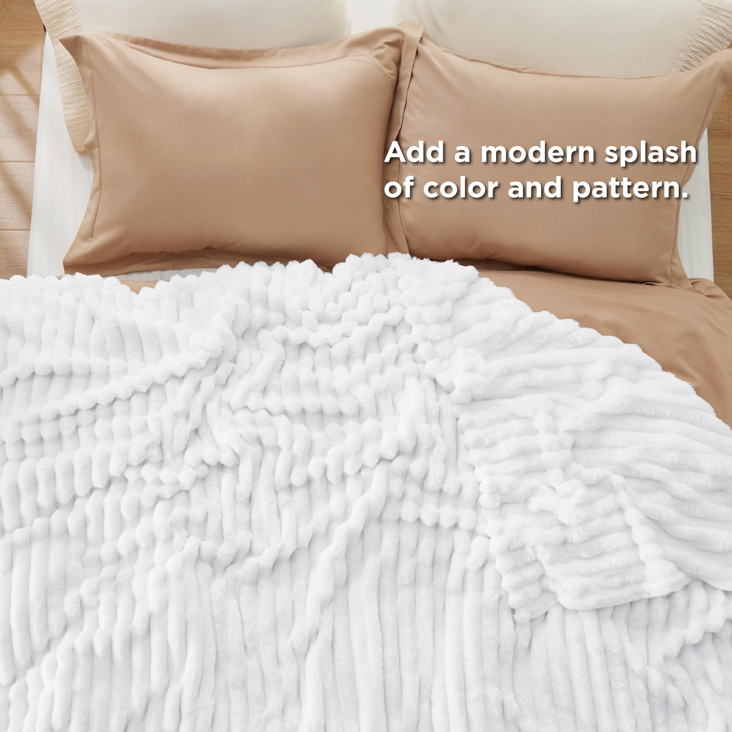 Bedsure Soft Cal King Size Blanket for Bed Bright White 102"x96"