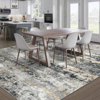 pmtsns Area Rugs 8x10 for Living Room: Washable Rug Modern Abstract Neutral Soft Non-Slip Low-Pile Indoor Large Carpet for Bedroom Dining Room Playroom Home Office (Black Grey Brown, 8'x10')