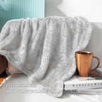 Exclusivo Mezcla Fuzzy Plush Fleece Bed Blanket Twin XL Size, Light Grey