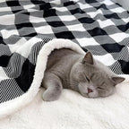 PU MEI Sherpa Fleece Throw Blanket 60" x 80" Reversible Plush Fluffy Large Big Blanket Lattice Flannel Blankets for All Season Use, Black and White
