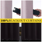 NICETOWN Pink Vintage Linen 100% Blackout Curtains for Living Room, Thermal Insulated Curtains 108“ Long, Noise Reducing Window Treatment Drapes for Home Office, 62" Wide Per Panel, Set of 2