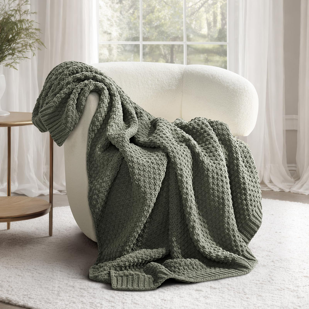 EVERGRACEHOME Chunky Chenille Knit Throw Blanket, 60 x 80, Terracotta Clay