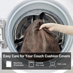 Leather Look Couch Cushion Covers Sofa Seat Slipcovers Sets Couches Furniture Protector for Sectional Armchair Loveseat Pets Kids Stretch Spandex Fabric (1 Cushion XL Sofa, Dark Brown)