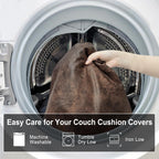 ANARACHON Leather Look Couch Cushion Covers Sofa Seat Slipcovers Sets Couches Furniture Protector for Sectional Armchair Loveseat Pets Kids Stretch Spandex Fabric (3 Cushion XL Sofa, Dark Brown)
