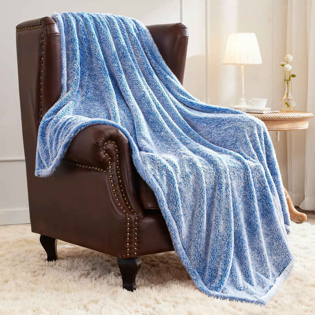 Exclusivo Mezcla Fuzzy Plush Fleece Bed Blanket Twin XL Size, Light Grey