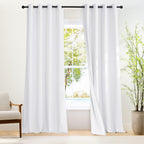 NICETOWN White 100% Blackout 90 inch Curtains for Bedroom, Grommet Full Blackout Window Treatments Heat Blocking for Living Room, W52 x L90, 2 Panels