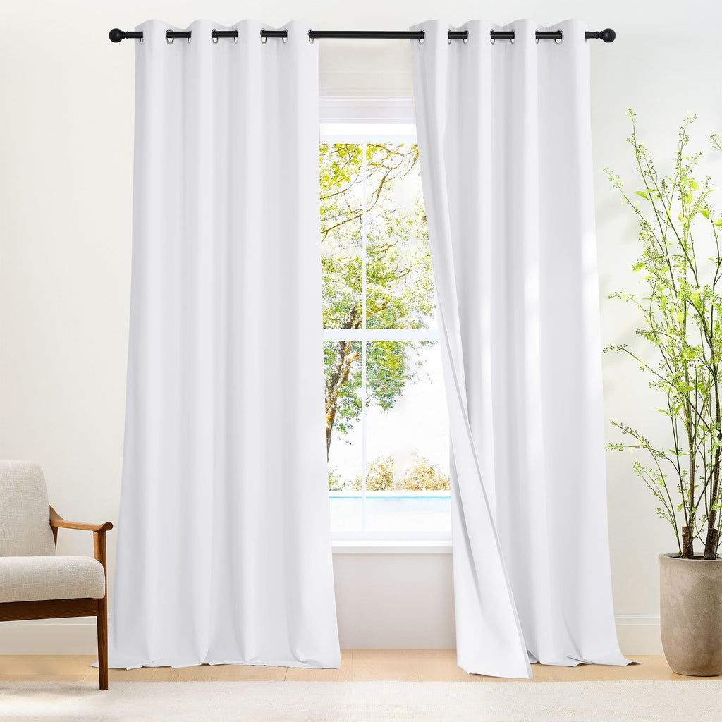 NICETOWN 100% Blackout 108 inch Curtains, Grommet Thermal Insulated Window Treatments Light Blocking Drapes for Bedroom/Living Room, W52 x L108, 2 Panels