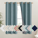NICETOWN 100% Absolutely Blackout Linen Curtains with Thermal Insulated Liner, Skylark Blue, 42" Wide, 54" Length Energy Saving Curtains for Dining Room 2 Panels Set, Vertical Blinds