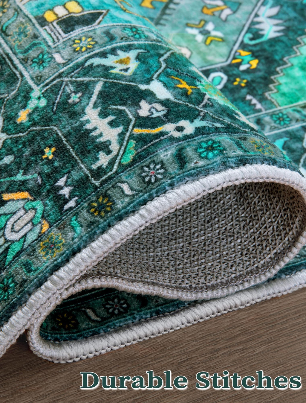 SERISSA 2'6"x8' Washable Non Slip Boho Runner Rug for Hallway，Teal