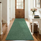 FinRèc 2x6 Washable Runner Rugs for Kitchen Hallway Bedroom, Low Pile Thin Rug Solid Color, Non-Slip Carpet Indoor for Home Decor (Green)