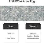Hallway 2x6 Runner Rug - Vintage Non-Slip Long Rug for Entryway Low-Pile Washable Medallion Runner for Hallway Waterproof Traditional Indoor Thin Rugs for Kitchen (Blue)