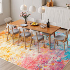 Rugflix 9x12 Area Rugs for Living Room, Washable Colorful Rainbow Large Rug