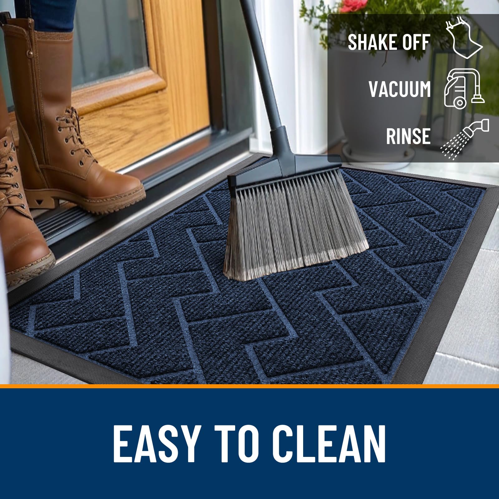 OLANLY Front Door Mat Outside 71x47, All-Season Absorbent Rubber Doormat