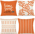 YCOLL Fall Pillow Covers 18x18 Set of 4, Modern Sofa Throw Pillow Cover for Fall Decor, Decorative Outdoor Linen Fabric Pillow Case for Couch Bed Car, Orange