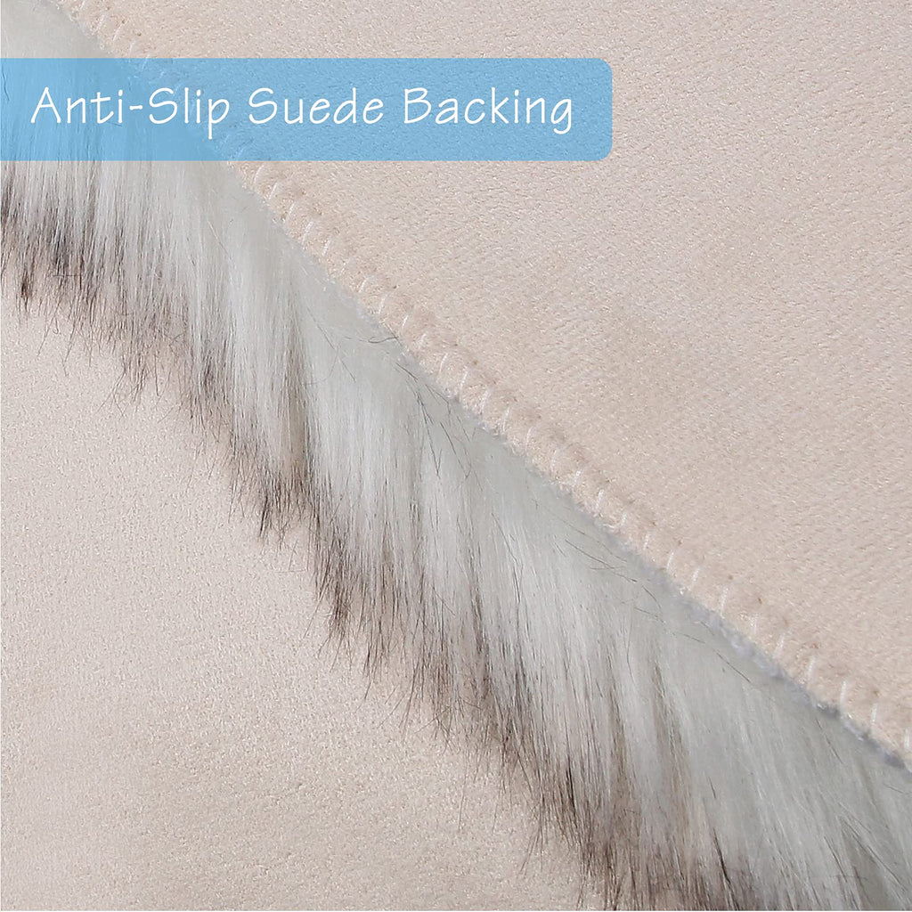 duduta White Black Faux Sheepskin Fur Rug 3x5 ft, Fluffy Carpet Rug