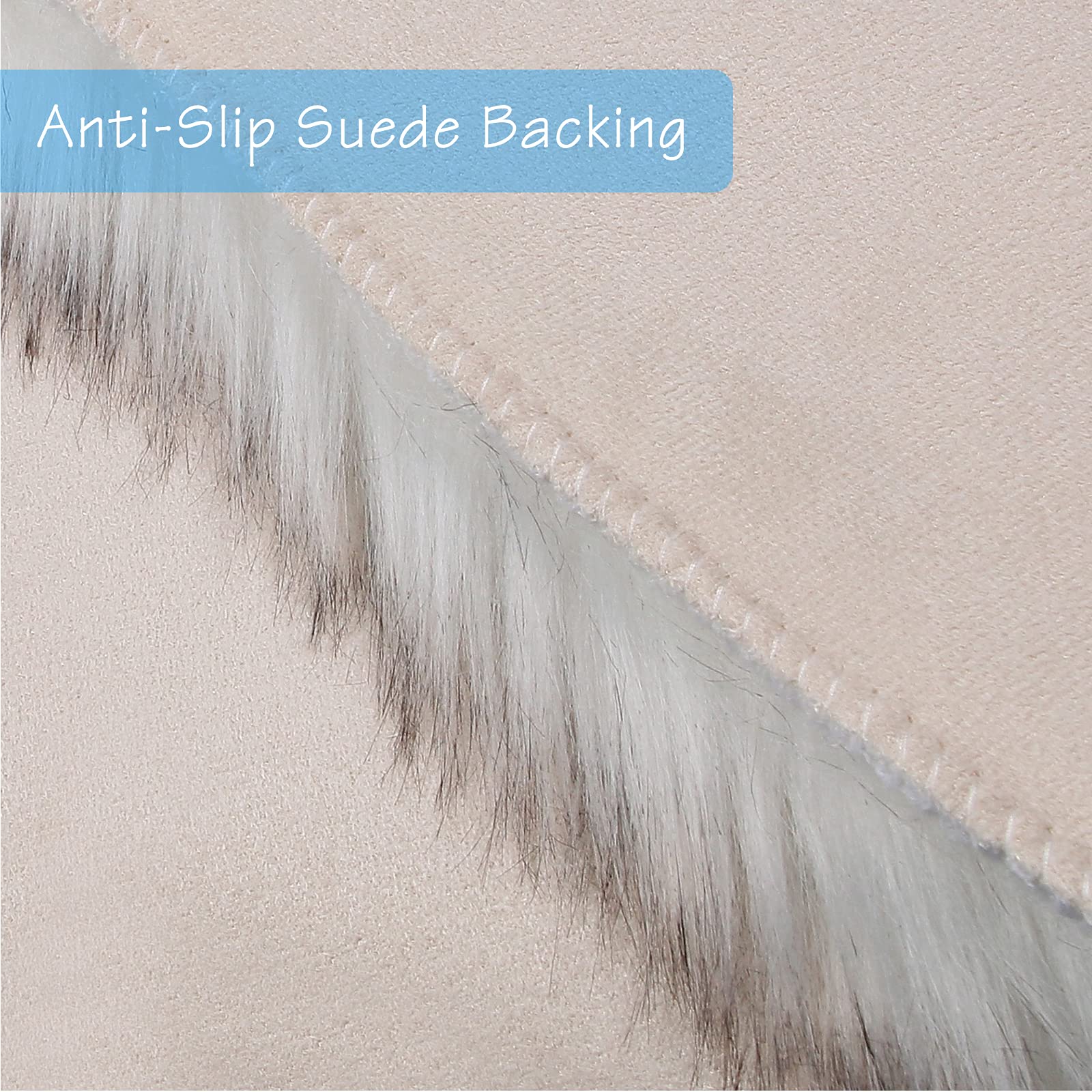 duduta White Black Faux Sheepskin Fur Rug 3x5 ft, Fluffy Carpet Rug
