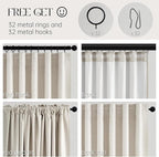 Birch Cream Extra Wide 72 Inches Blackout Curtains for Living Room Ivory Linen Blend Pleated Farmhouse Drapes Back Tab Pleated Rod Pocket Ceiling Track Large Windows Burg (72" Wx90 Lx 1 Panel)
