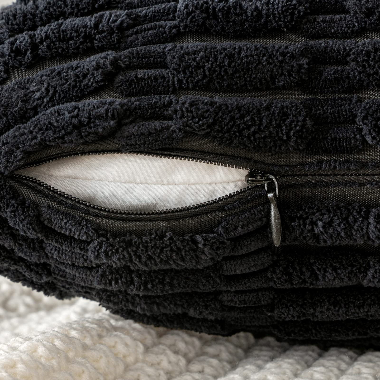 MIULEE Euro Sham Corduroy Decorative Throw Pillow Covers 24x24 Black