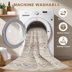 Nakagishi 7x9 Area Rug Living Room: Washable Boho Large Neutral Soft Farmhouse Modern Rugs Stain Resistant Moroccan Non-Slip Indoor Carpet for Bedroom Nursery Kids Office Dining Room- Dark Brown