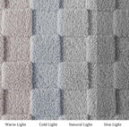 Exclusivo Mezcla Fleece Throw Blanket for Couch,Super Soft and Warm Lightweight Checkered Pattern Blankets for All Seasons, 50x60 Inches, Light Grey
