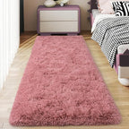Soft Runner Rugs for Bedroom Hallways, 2x6 Blush Pink Fluffy Shag Throw Area Rug Non Slip for Bedside Dorm, Long Shaggy Furry Carpet for Nursery Living Room