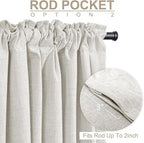 100% Blackout Shield Linen Blackout Curtains for Bedroom 102 Inches Long, Back Tab/Rod Pocket Living Room Drapes, Thermal Insulated Blackout Curtains 2 Panels Set, 50" W x 102" L, Beige