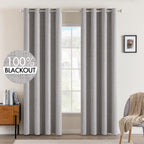 MIULEE 100% Blackout Linen Curtains for Bedroom 52x96 Inches Light Gray