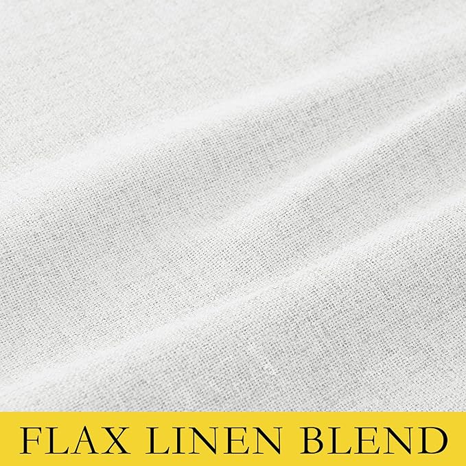 NICETOWN 100% Absolutely Blackout Linen Curtains with Thermal Insulated Liner, Greyish White, 52" Wide, 102" Length Energy Saving Curtains for Living Room 2 Panels Set, Vertical Blinds