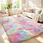 Ophanie Rainbow Colorful Rugs for Living Room 5x8, Unicorn Fluffy Shag Fuzzy Plush Soft Carpets, Floor Shaggy Area Rugs for Bedroom, Carpet for Kids Girls Dorm Nursery Home Decor Aesthetic