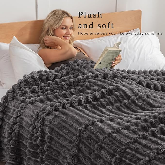 Exclusivo Mezcla Striped Twin Size Fleece Blanket for Bed, Couch, 60"x80"
