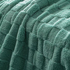 Exclusivo Mezcla Queen Size Flannel Fleece Blanket, Super Soft and Warm Lightweight Checkered Pattern Blankets for All Seasons, 90x90 Inches, Celadon