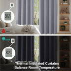 Simplebrand Ava Silver Grey Blackout Curtains for Bedroom 63 Inch Length 2 Panels, Solid Thermal Insulated Energy Saving Rod Pocket Window Treatment Curtains Blackout Drapes, W40 x L63 Inch, Silver