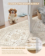 Restydon Washable Runner Rug 2.5x16, Non-Slip Long Kitchen Rugs,Cream/Beige